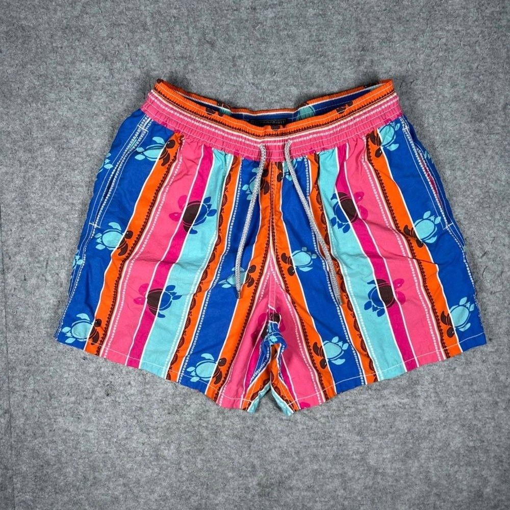 Vilebrequin Swim Trunks Mens Large Multicolor Turtle Stripe Moorea Beach Shorts